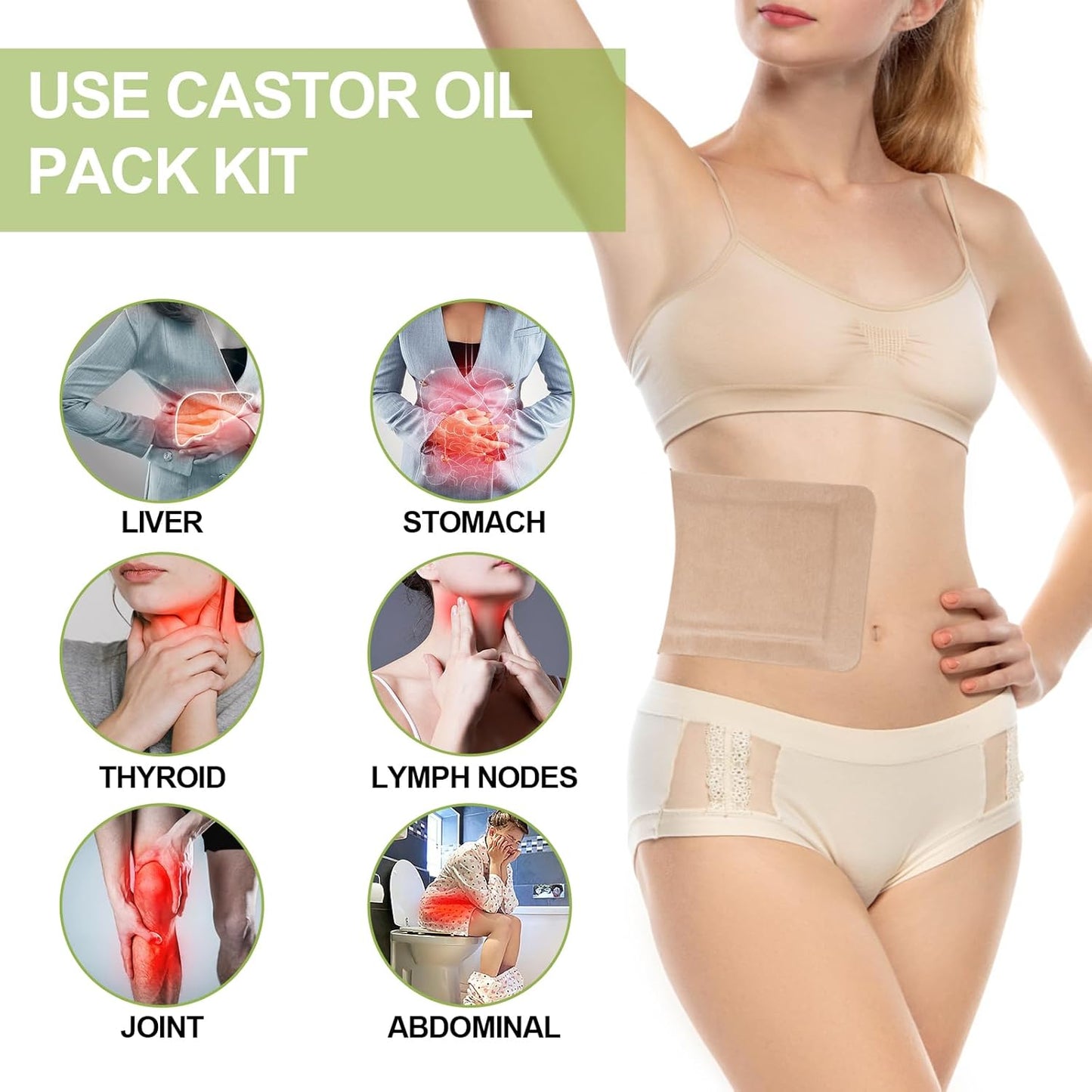 20pcs Castor Oil Patches Self-Adhesive