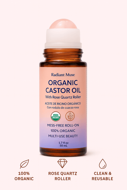 Organic Castor Oil with a Rose Quartz Roll-On