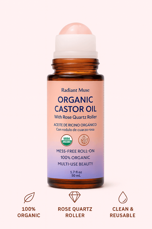 Organic Castor Oil with a Rose Quartz Roll-On