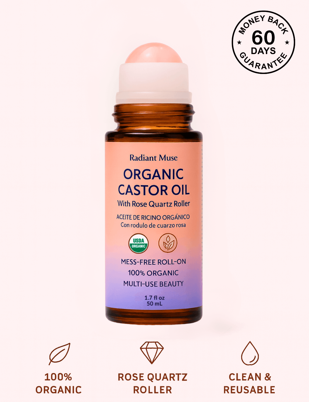 Radiant Muse™ Rose Quartz Roll-On Castor Oil
