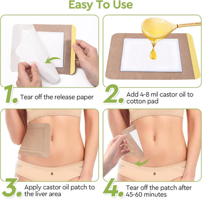 20pcs Castor Oil Patches Self-Adhesive